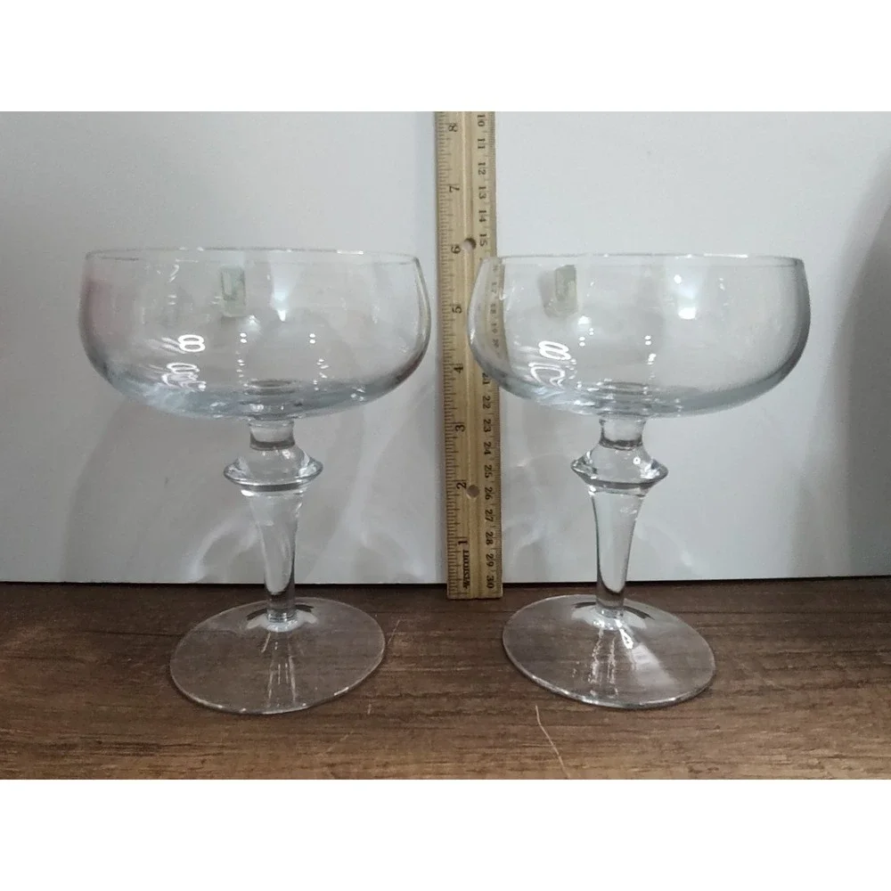 DENBY Clear Champagne Glass Lot Of 2 5.75